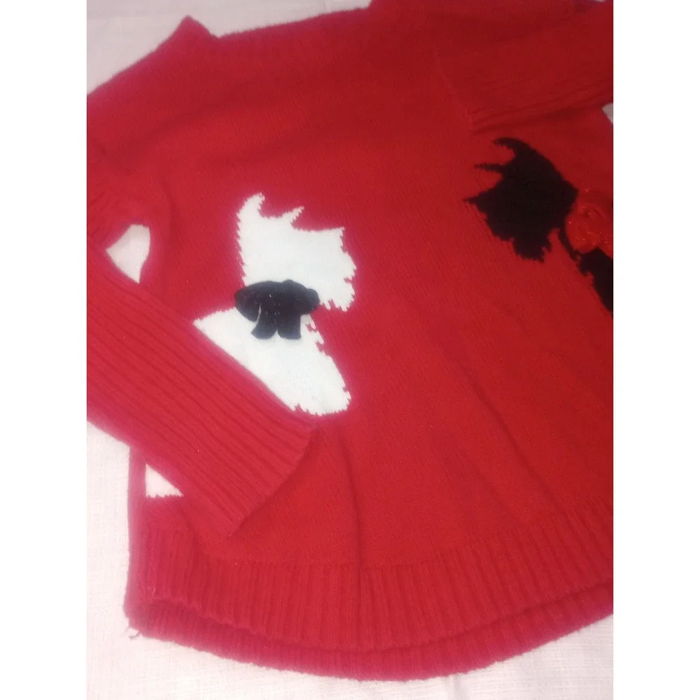 Margaux And Lexi 5 Youth Red Scottish Terrier Sweater Red Cotton‎ Blend